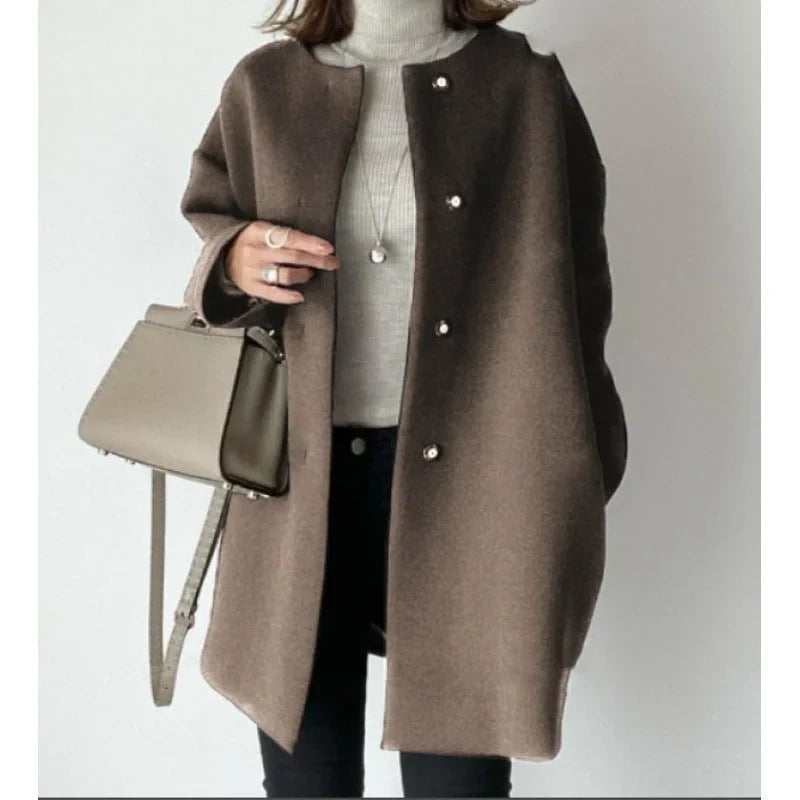 Manteau Oversize Élégant à Boutons pour Femme