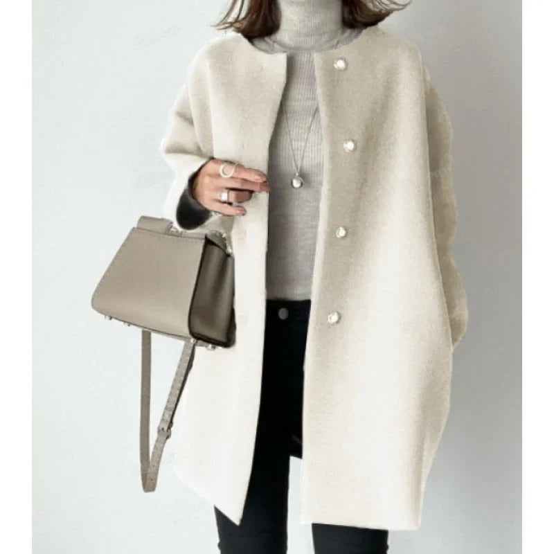 Manteau Oversize Élégant à Boutons pour Femme