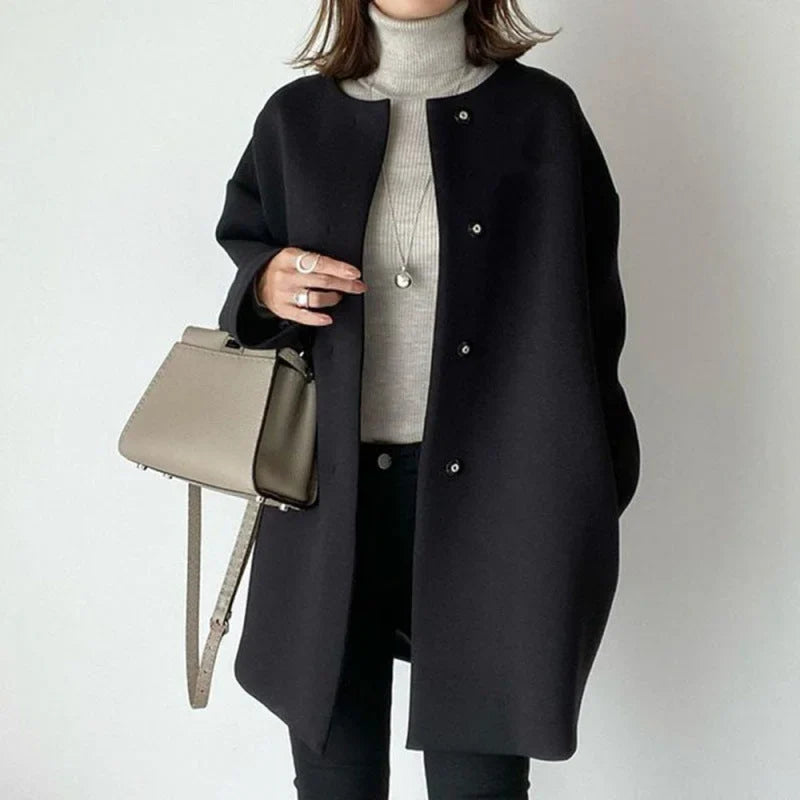 Manteau Oversize Élégant à Boutons pour Femme