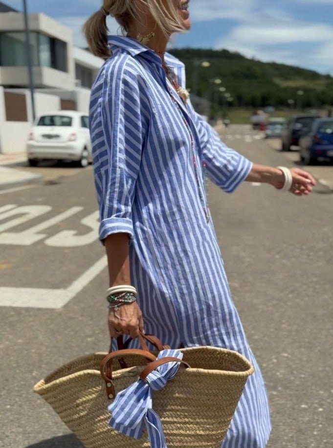 Elegant Striped Shirt Dress for Women