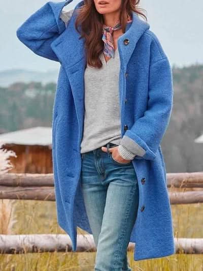 Manteau D'hiver Long Pour Femme Boutonné Sur Le Devant