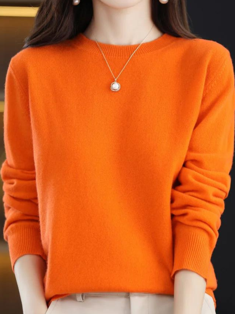Casual Long-Sleeve Crew-Neck Pullover for Women