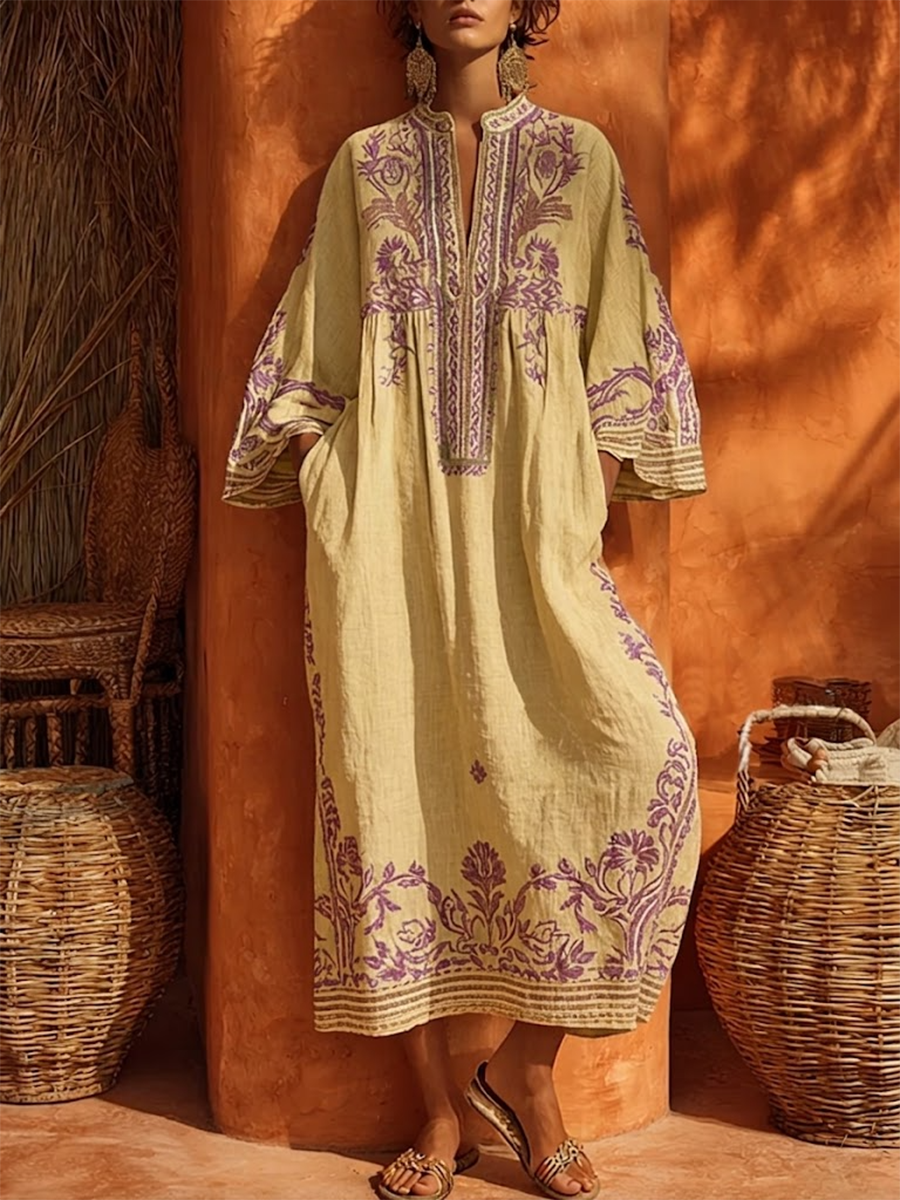 Robe Maxi Brodée Méditerranée pour femme