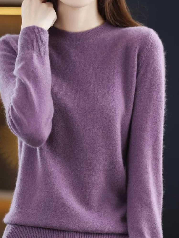 Casual Long-Sleeve Crew-Neck Pullover for Women