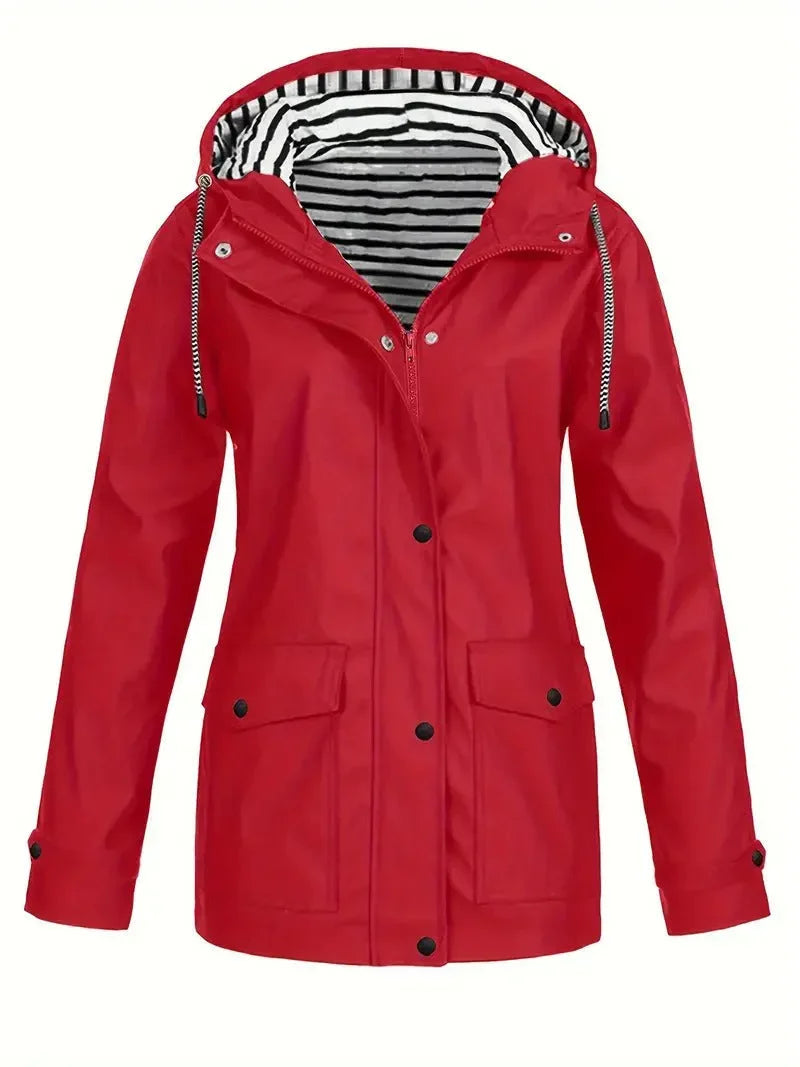 Women's Waterproof Hooded Rain Jacket With Pockets