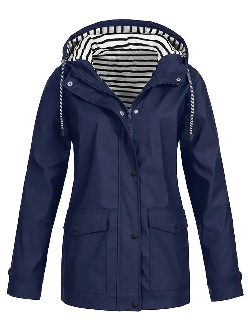 Women's Waterproof Hooded Rain Jacket With Pockets