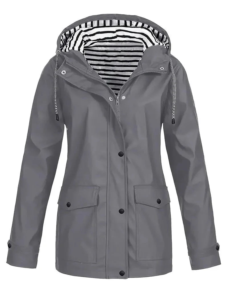 Women's Waterproof Hooded Rain Jacket With Pockets