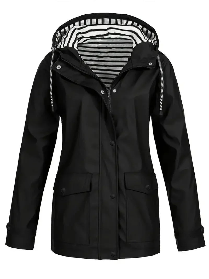 Women's Waterproof Hooded Rain Jacket With Pockets