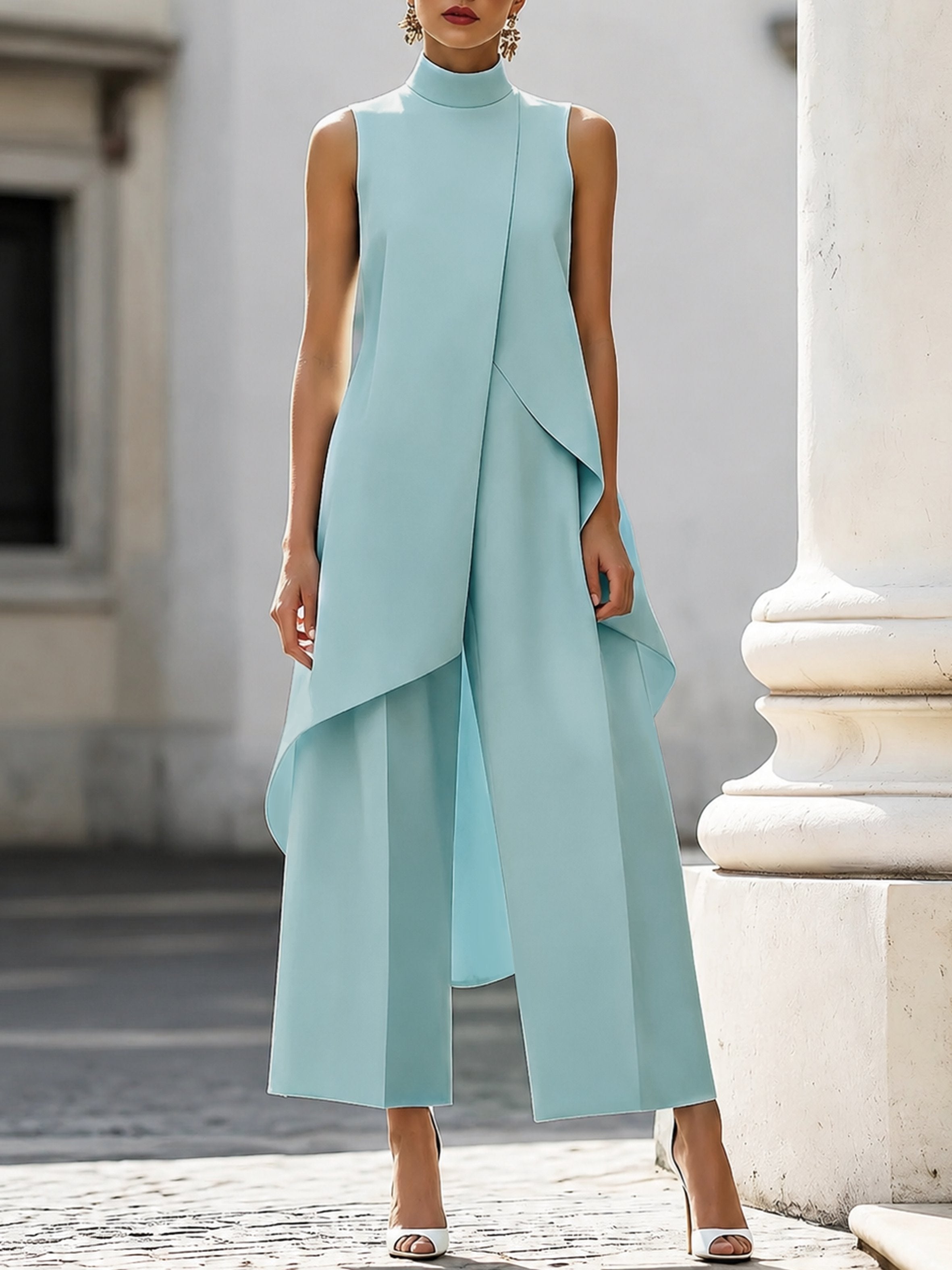 Elegante conjunto asimétrico de dos piezas para mujer