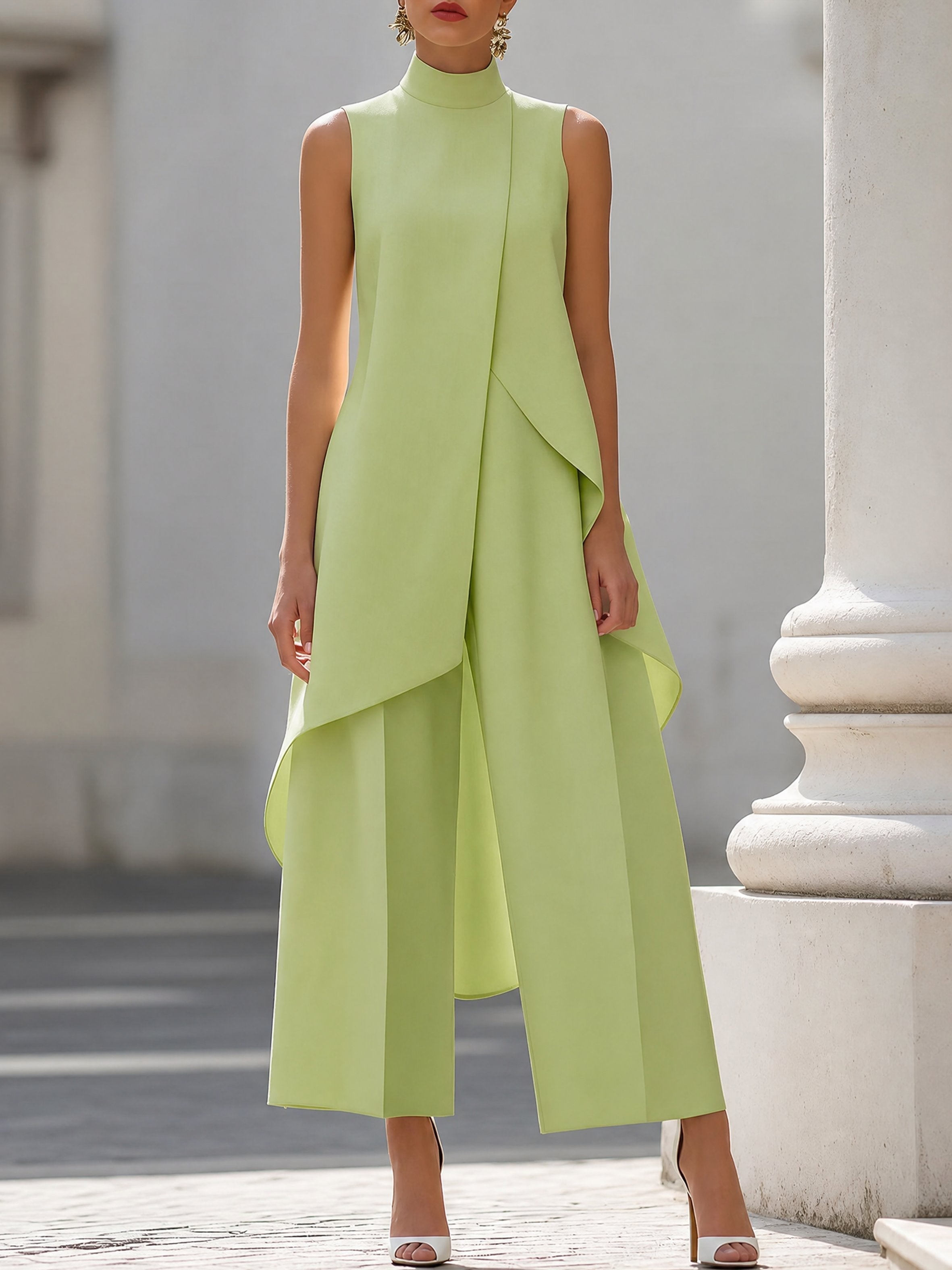 Elegante conjunto asimétrico de dos piezas para mujer