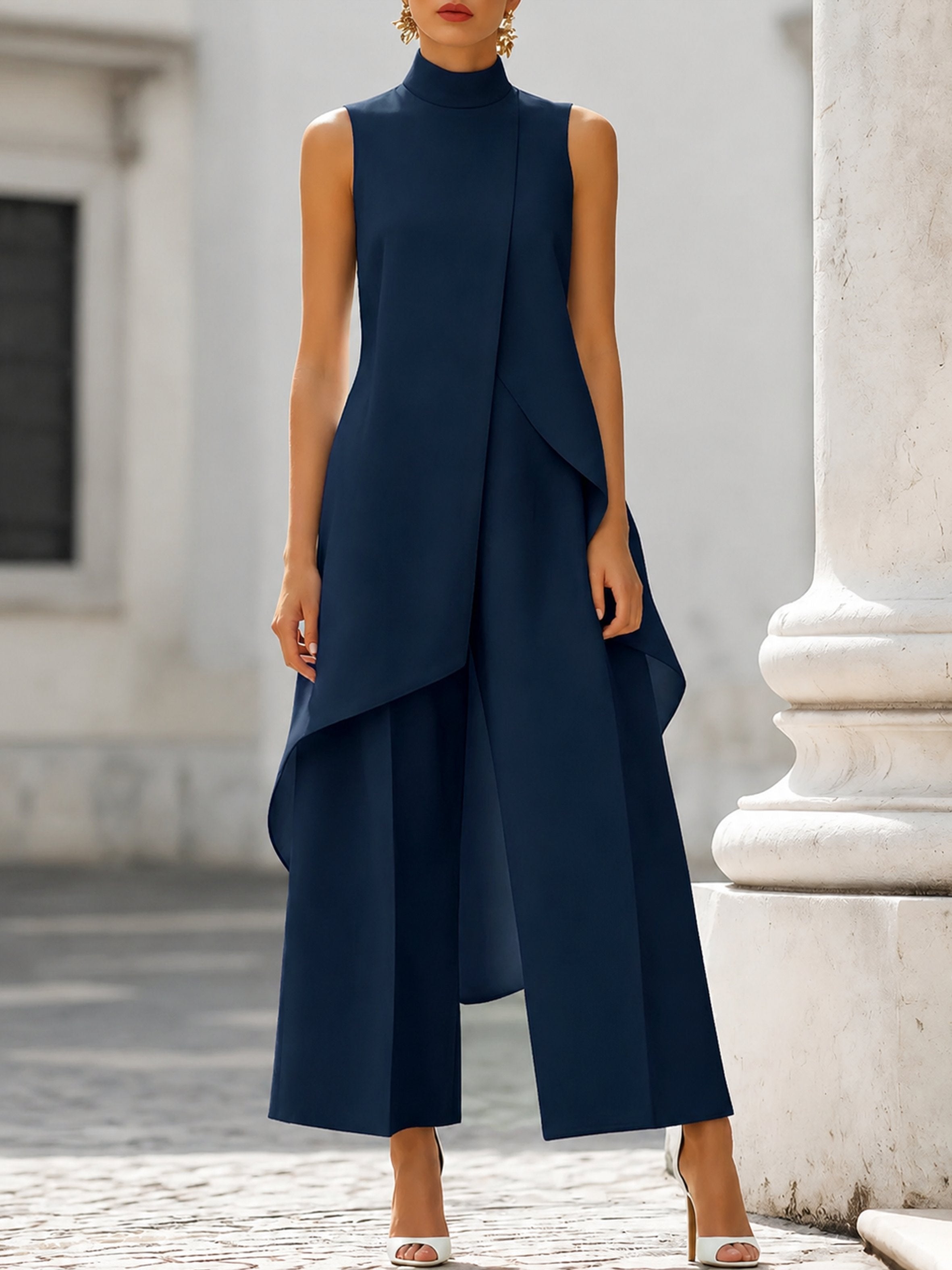 Elegante conjunto asimétrico de dos piezas para mujer