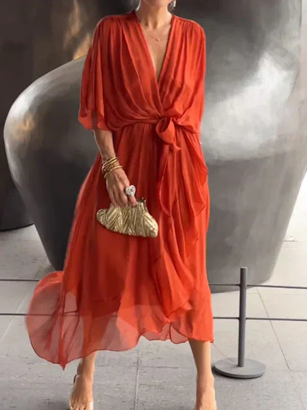 Robe fluide coupe décontractée avec ceinture