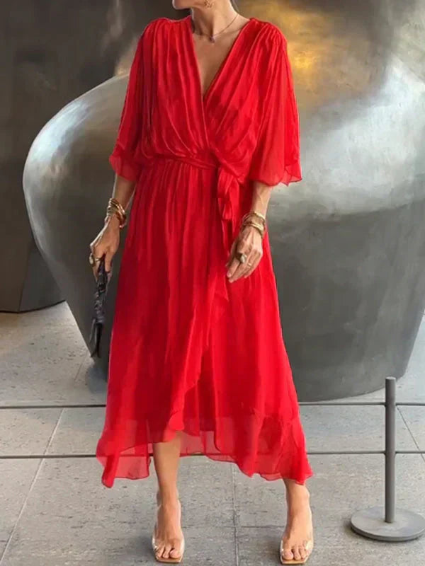 Robe fluide coupe décontractée avec ceinture