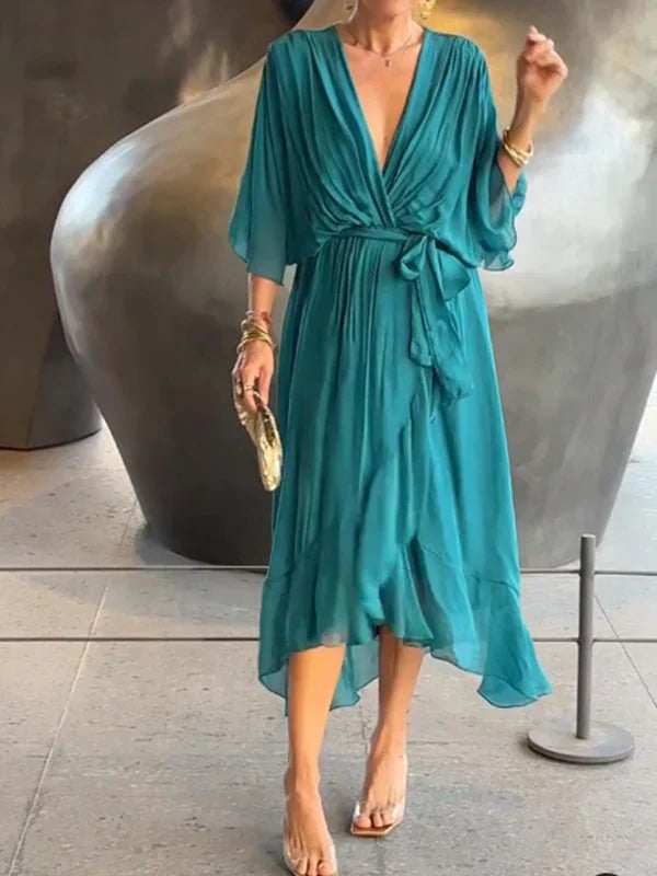 Robe fluide coupe décontractée avec ceinture