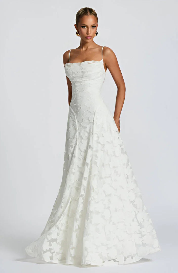 Robe Longue de Soirée Femme à Dentelle Florale