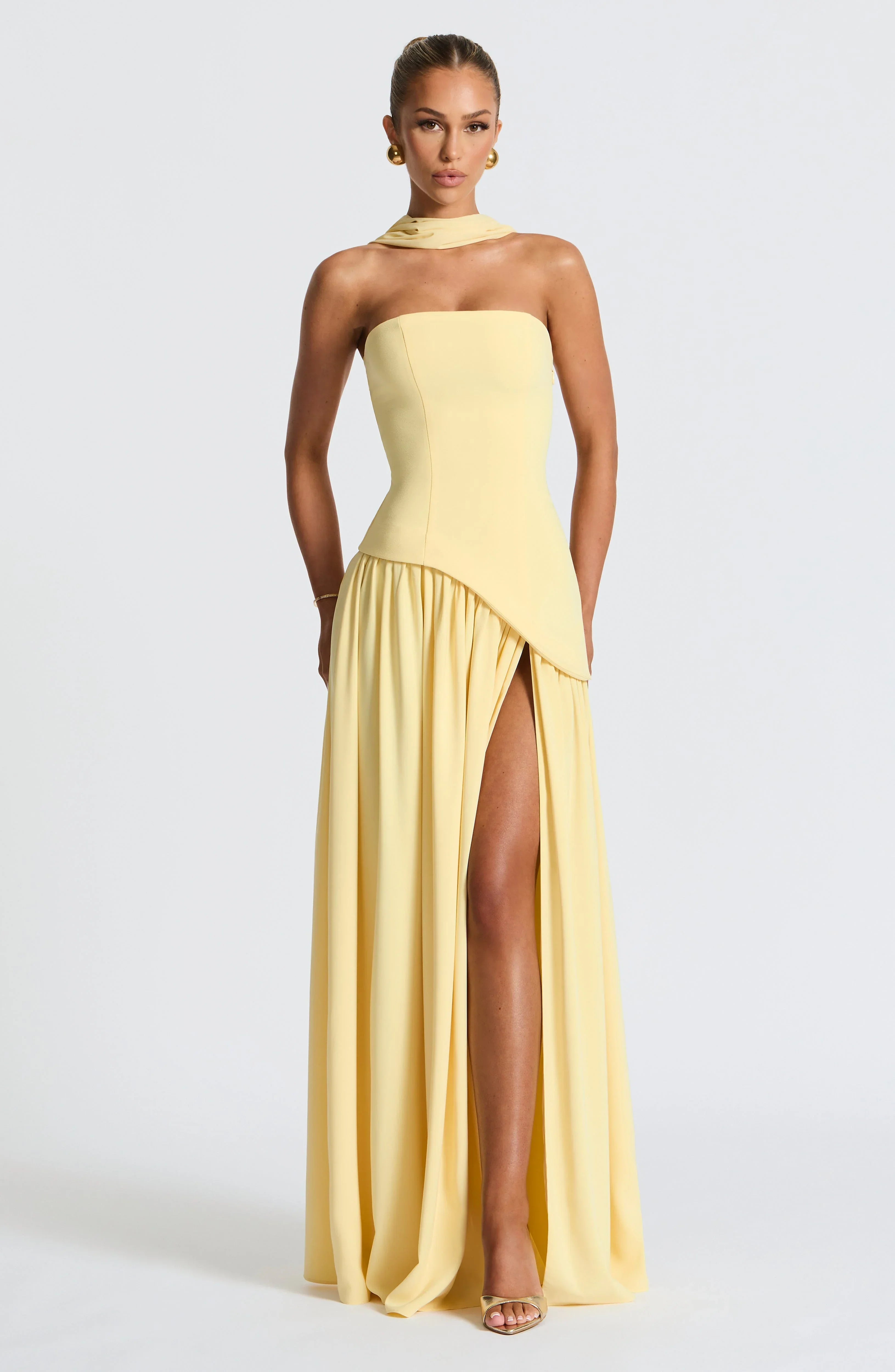 Robe Longue Femme Bustier à Fente Haute