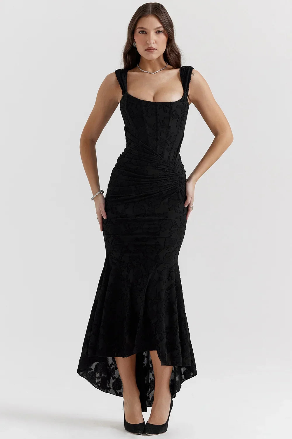 Robe Midi Sirène Froncée Élégante pour Femme