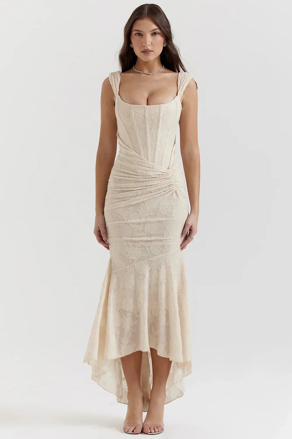 Robe Midi Sirène Froncée Élégante pour Femme