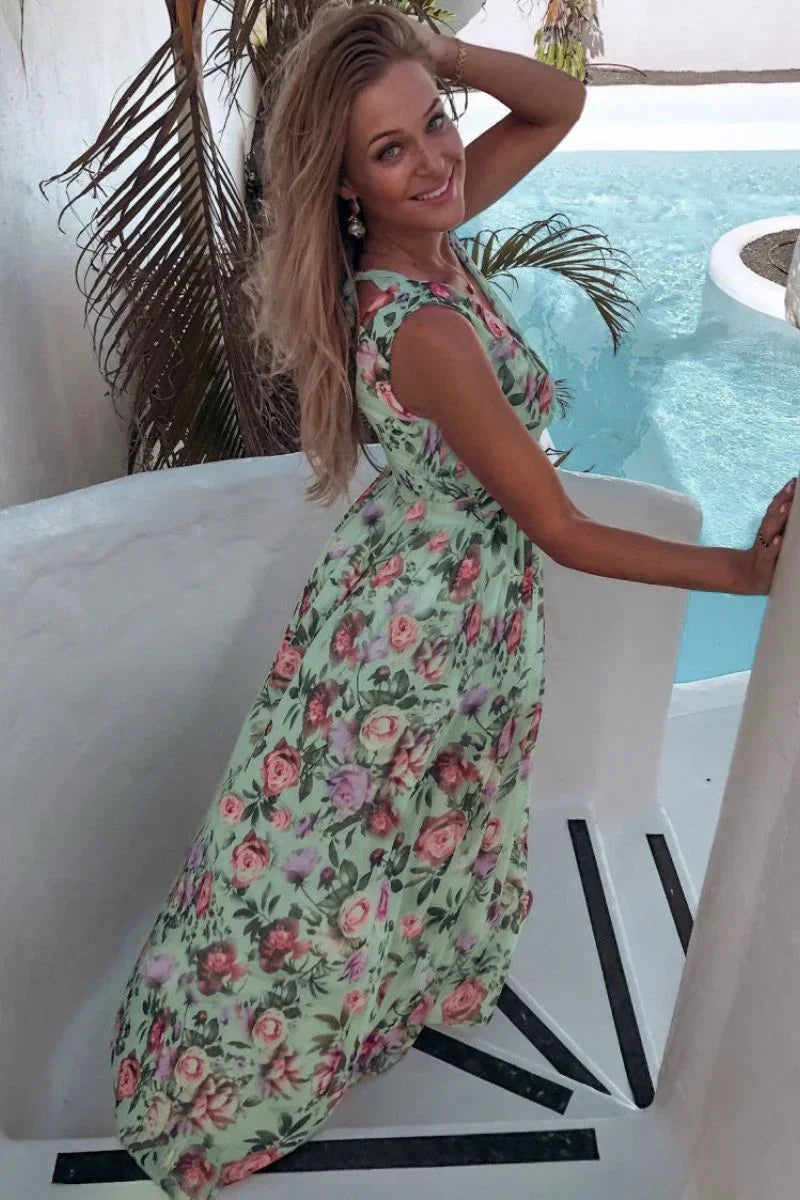 Robe Longue Fleurie Bohème à Fente Élégante