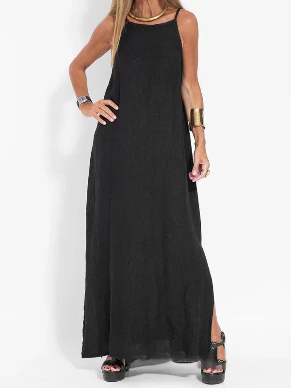 Robe Longue Sans Manches à Coupe Fluide pour Femme