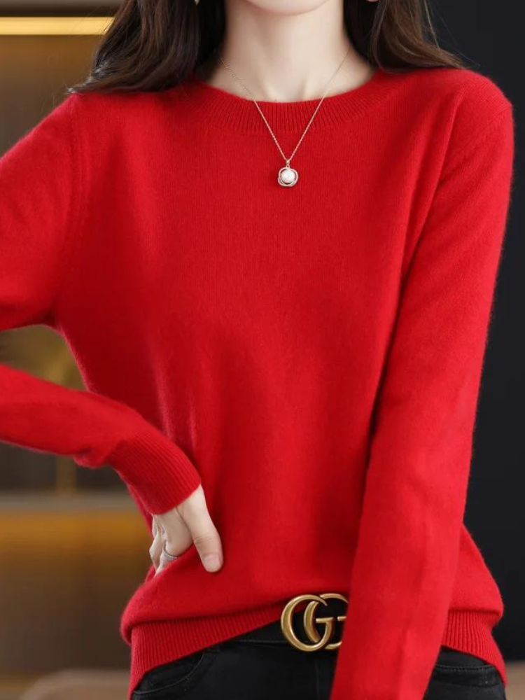 Casual Long-Sleeve Crew-Neck Pullover for Women