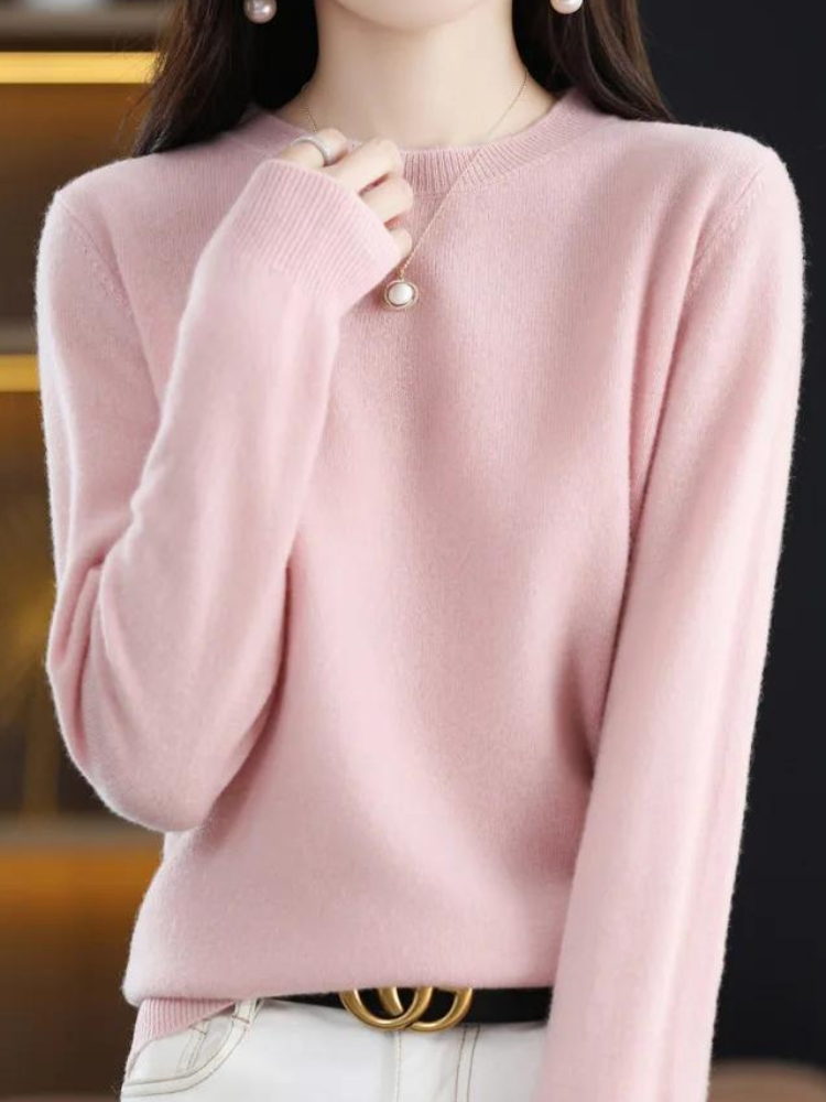 Casual Long-Sleeve Crew-Neck Pullover for Women