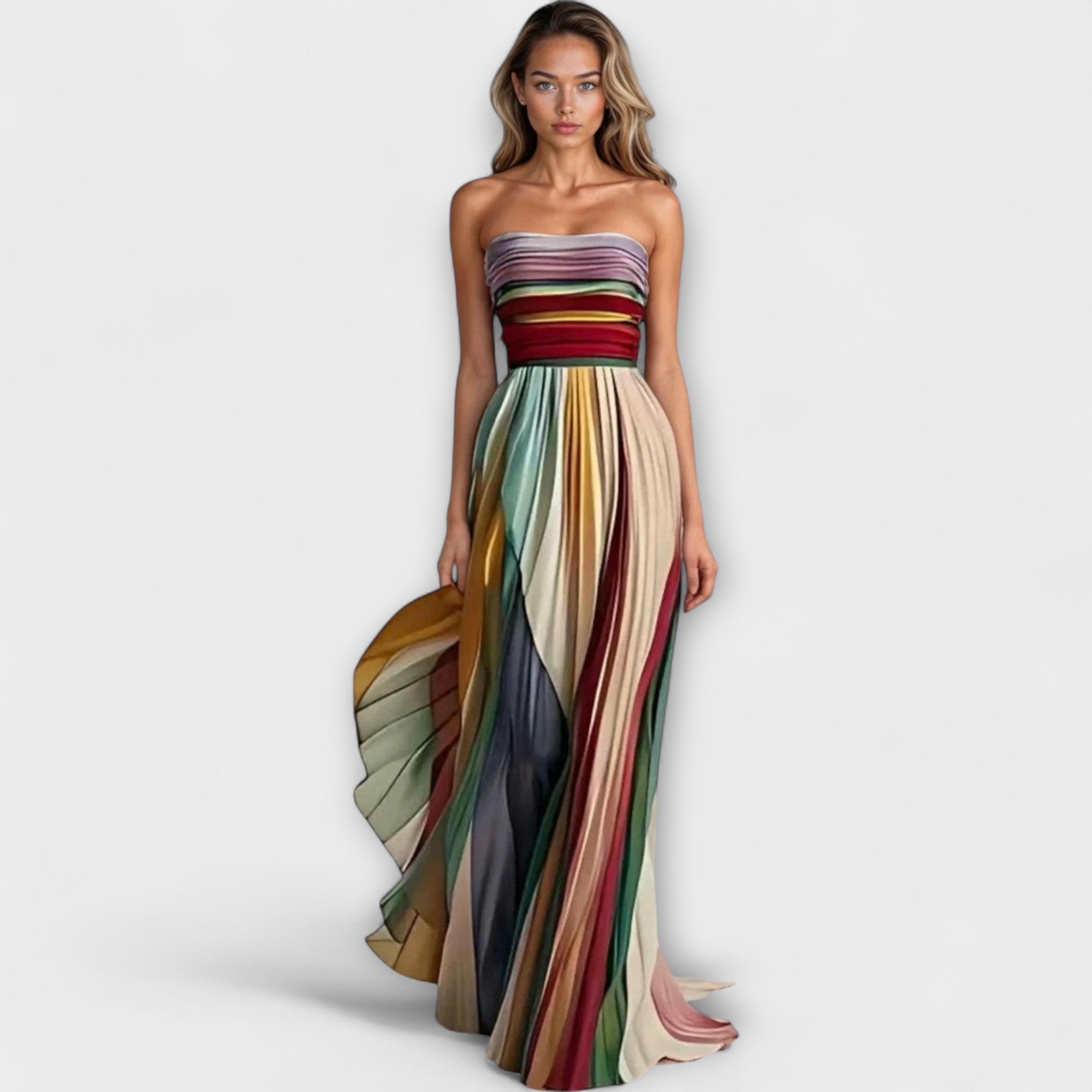 Vestido plisado arcoíris para mujer