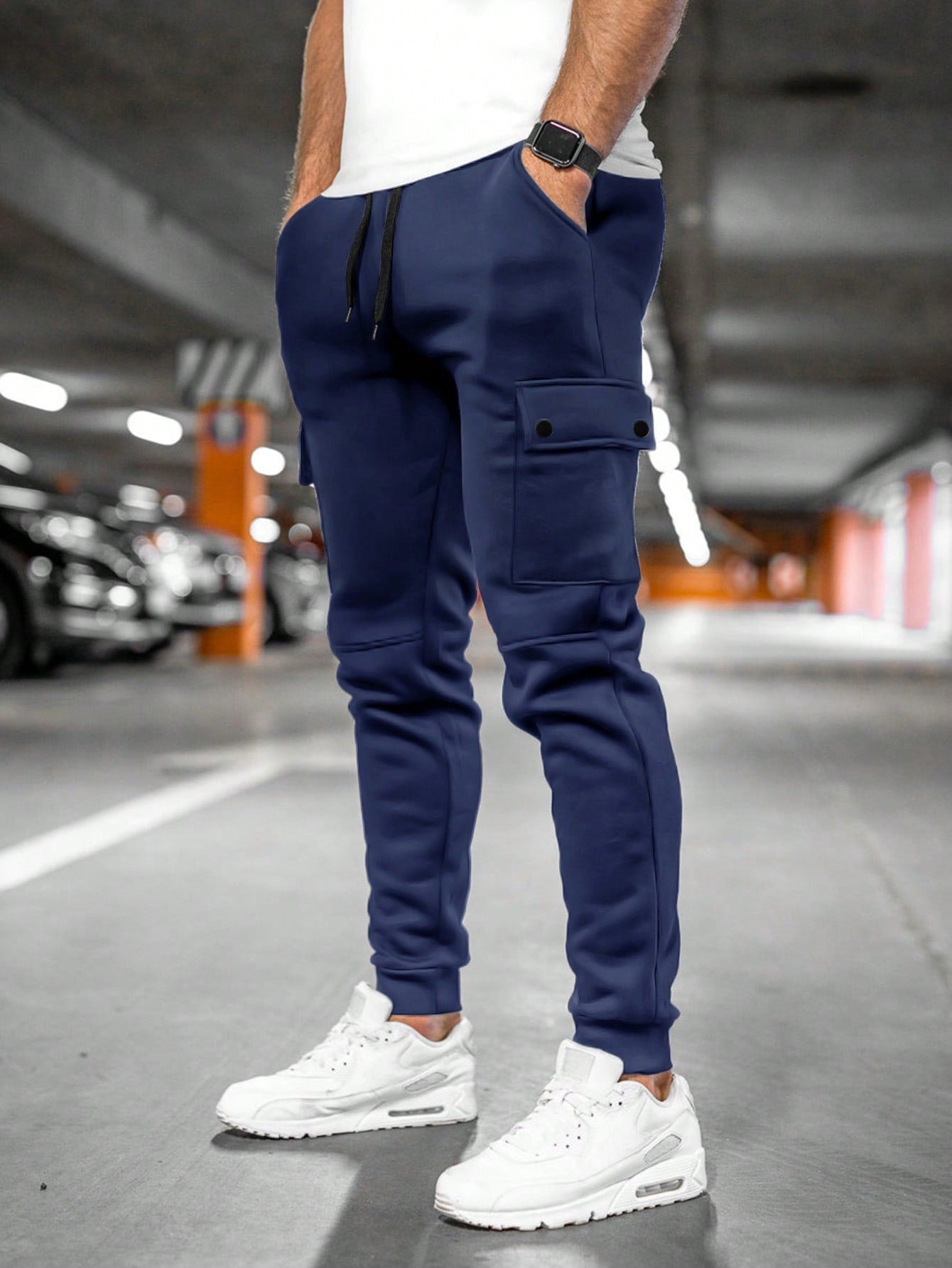 Men's casual cargo pants Leo with elastic waistband and drawstring
