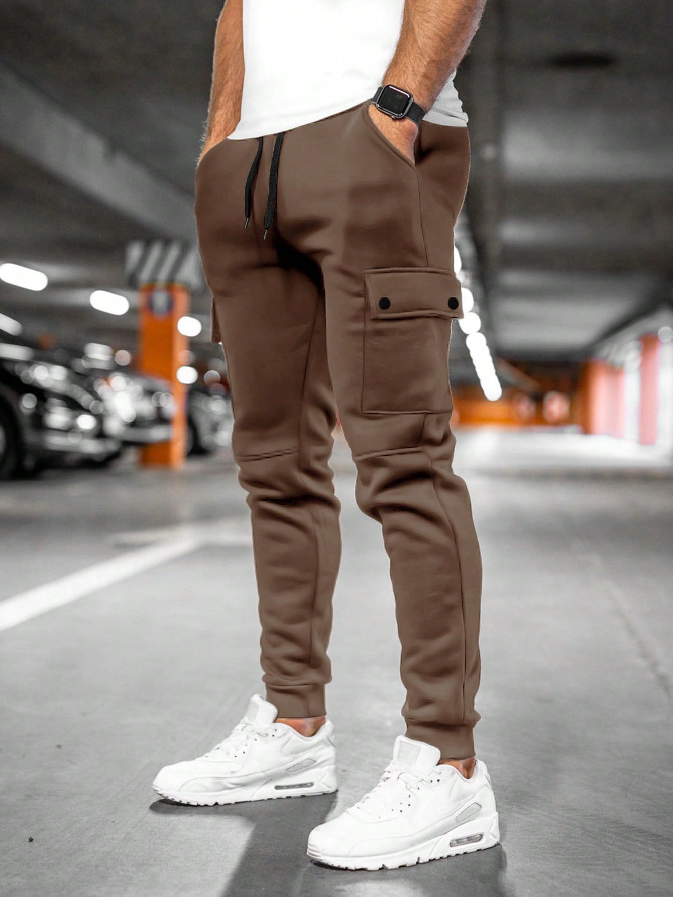 Men's casual cargo pants Leo with elastic waistband and drawstring
