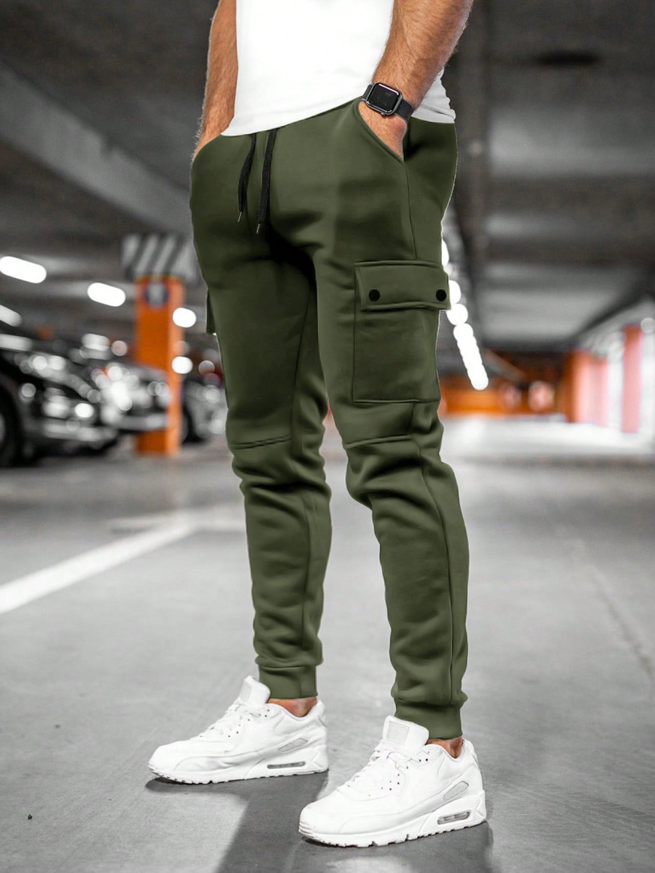 Men's casual cargo pants Leo with elastic waistband and drawstring