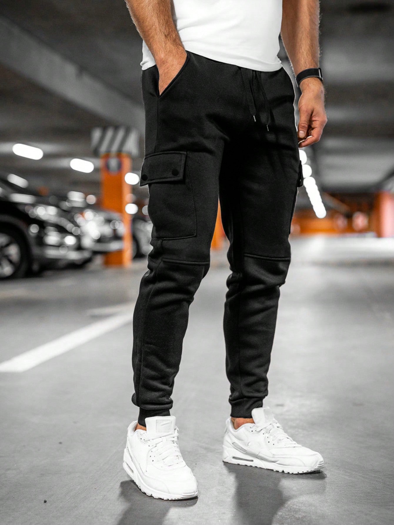 Men's casual cargo pants Leo with elastic waistband and drawstring