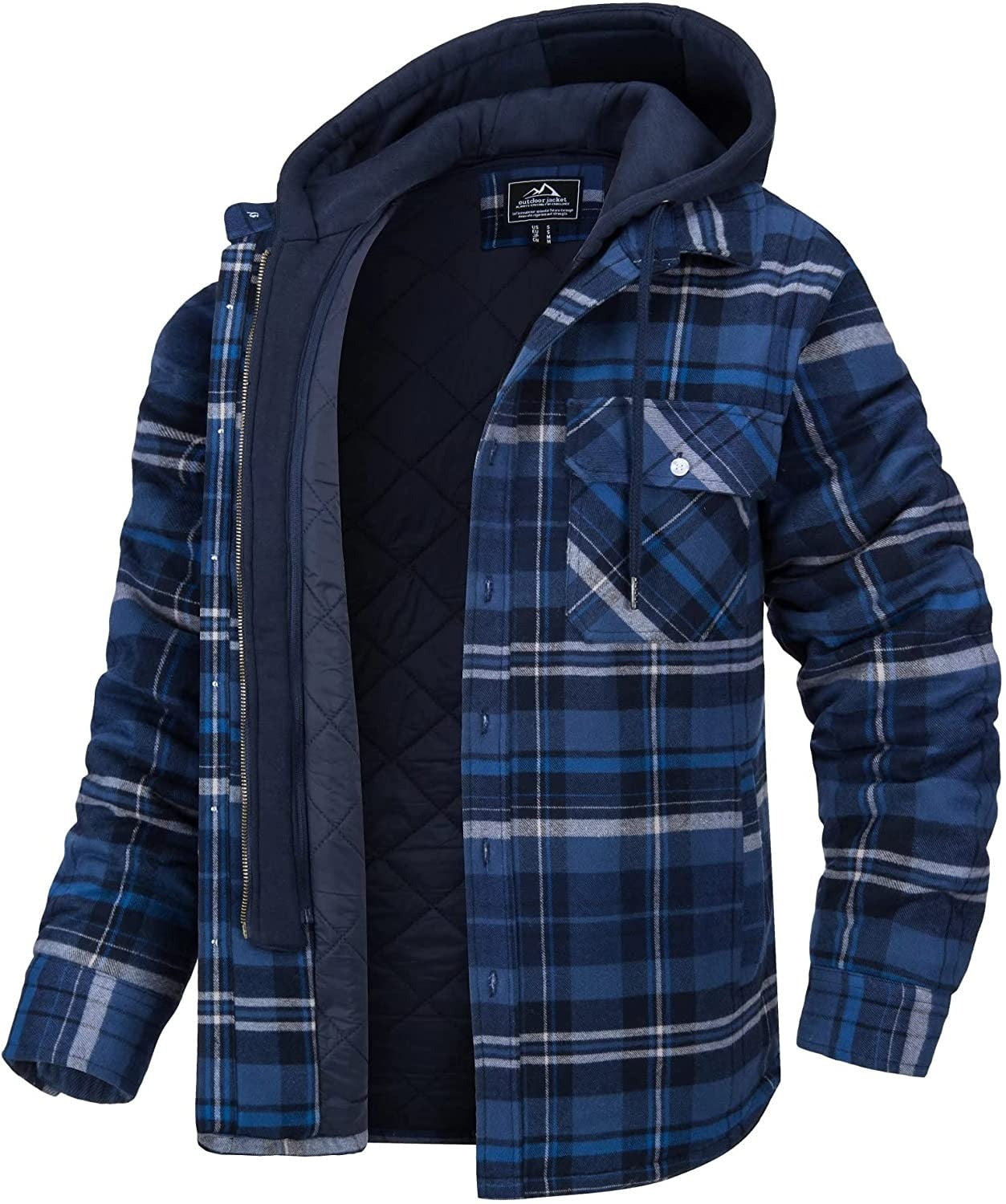 Veste à carreaux pour homme avec capuche