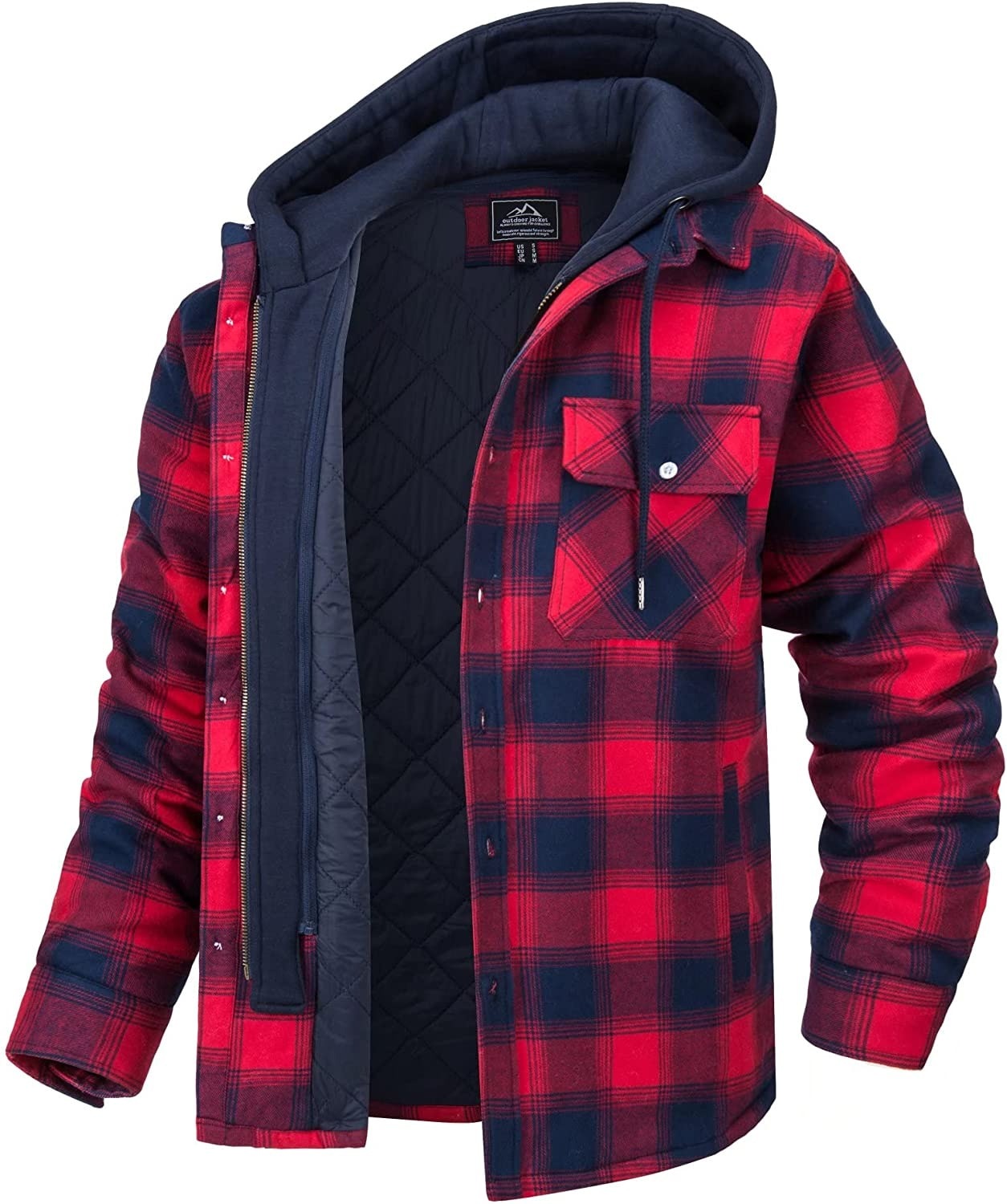 Veste à carreaux pour homme avec capuche