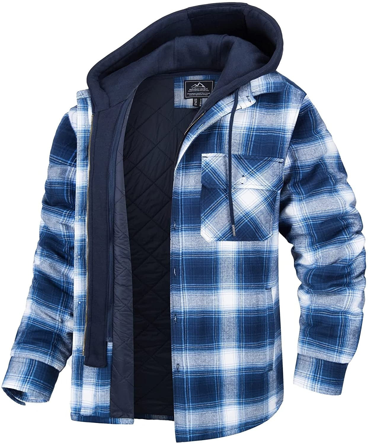 Veste à carreaux pour homme avec capuche
