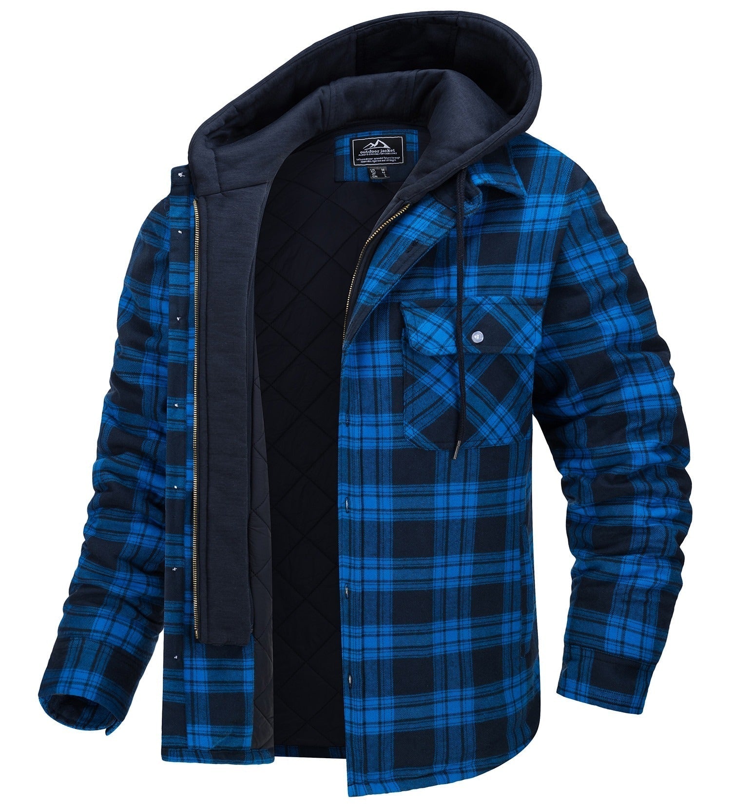Veste à carreaux pour homme avec capuche