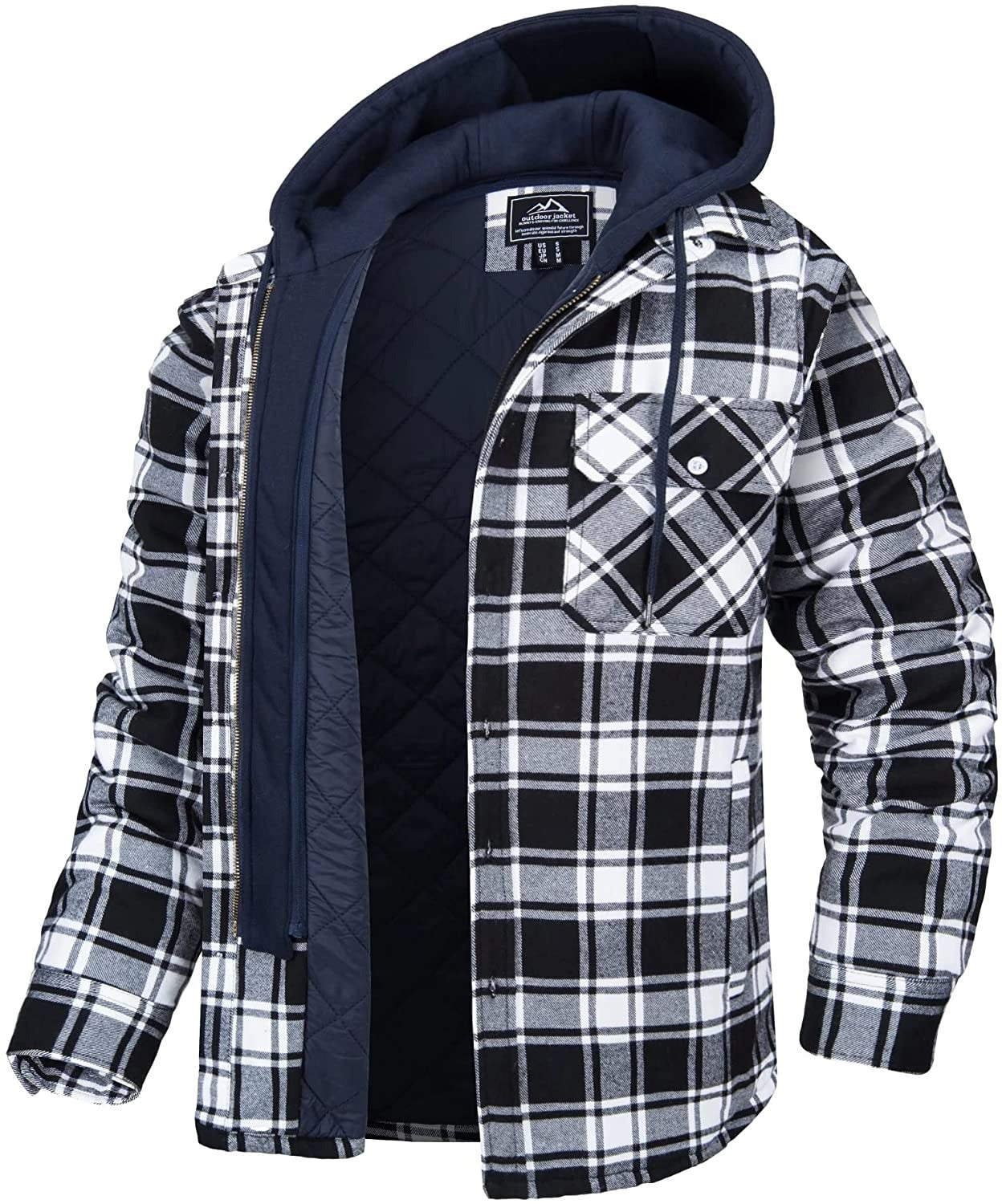 Veste à carreaux pour homme avec capuche