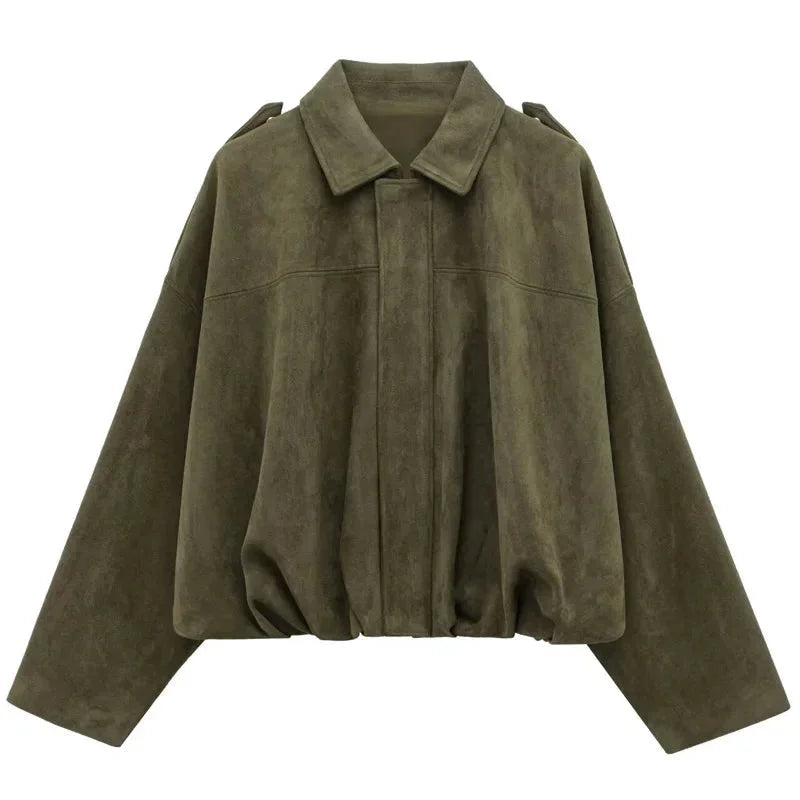 Veste Bomber Oversize en Suédine pour Femme