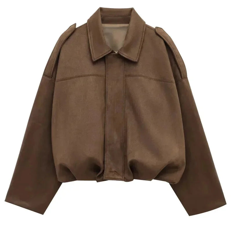 Veste Bomber Oversize en Suédine pour Femme