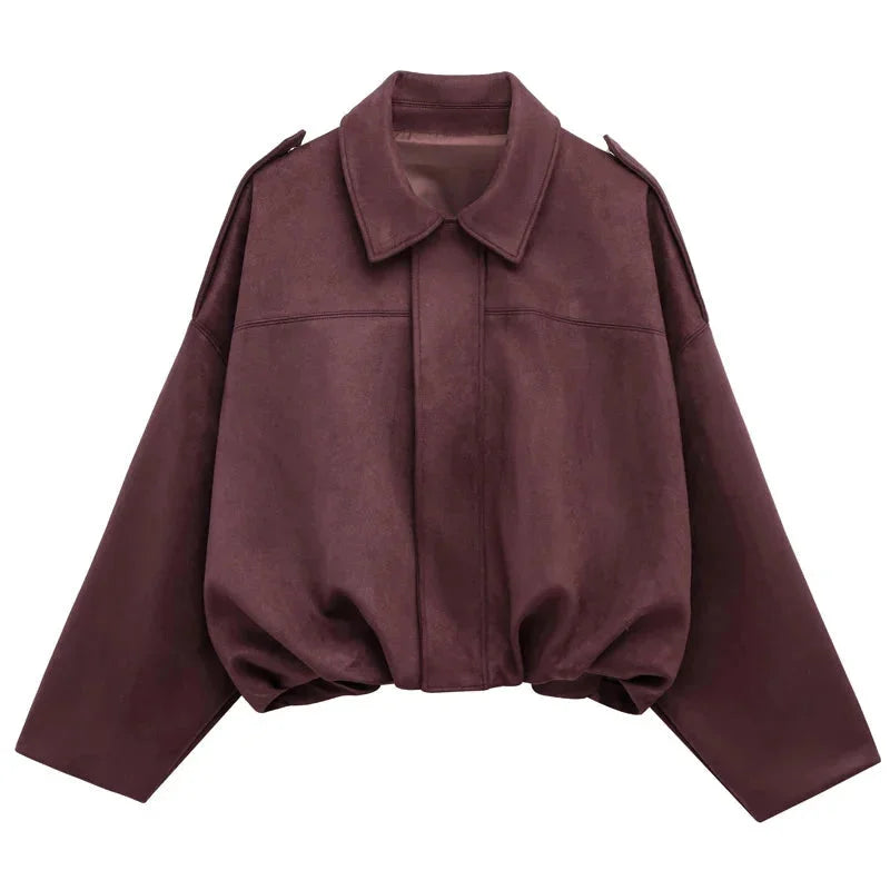 Veste Bomber Oversize en Suédine pour Femme