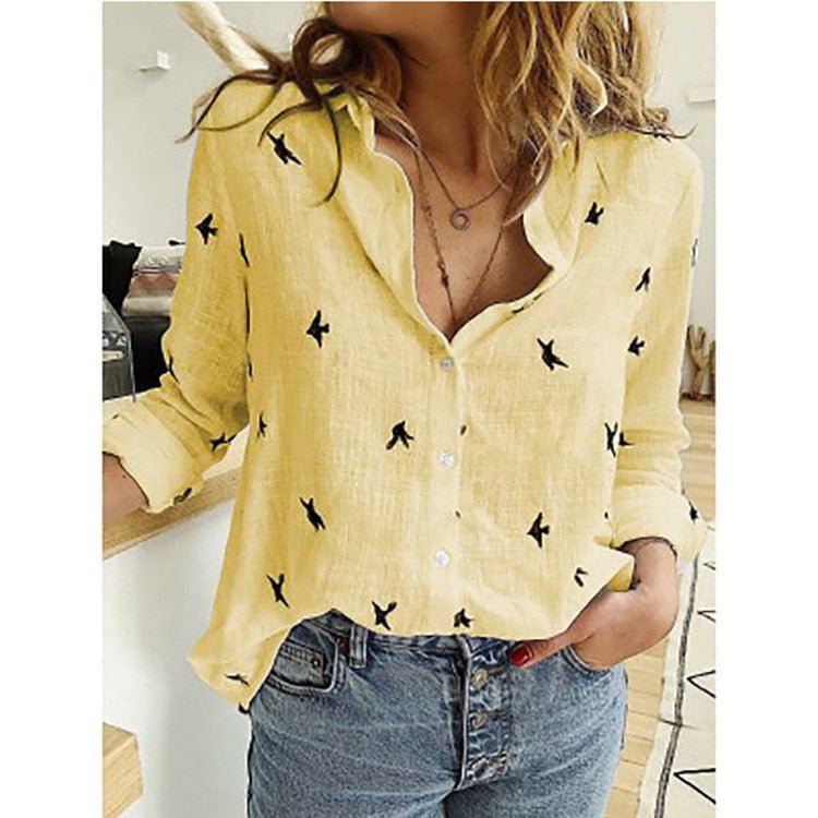 Blouse Femme Décontractée à Col Ouvert