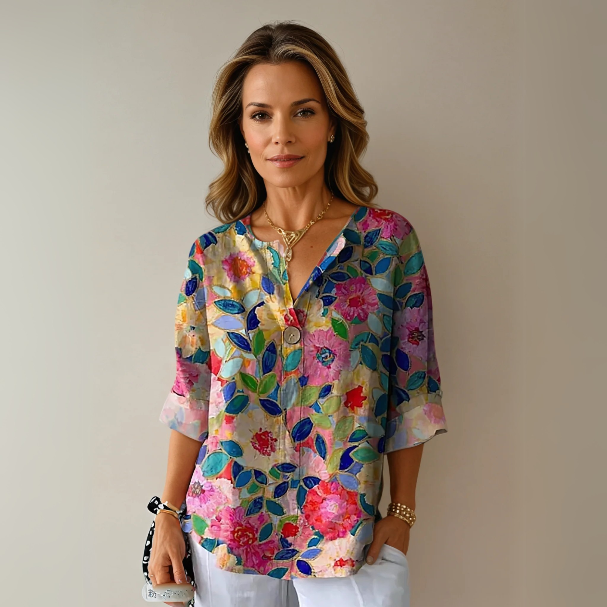 Blouse Femme Fleurie Col V