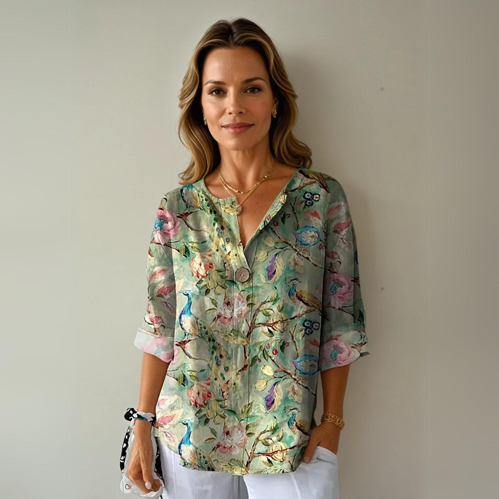 Blouse Femme Fleurie Col V