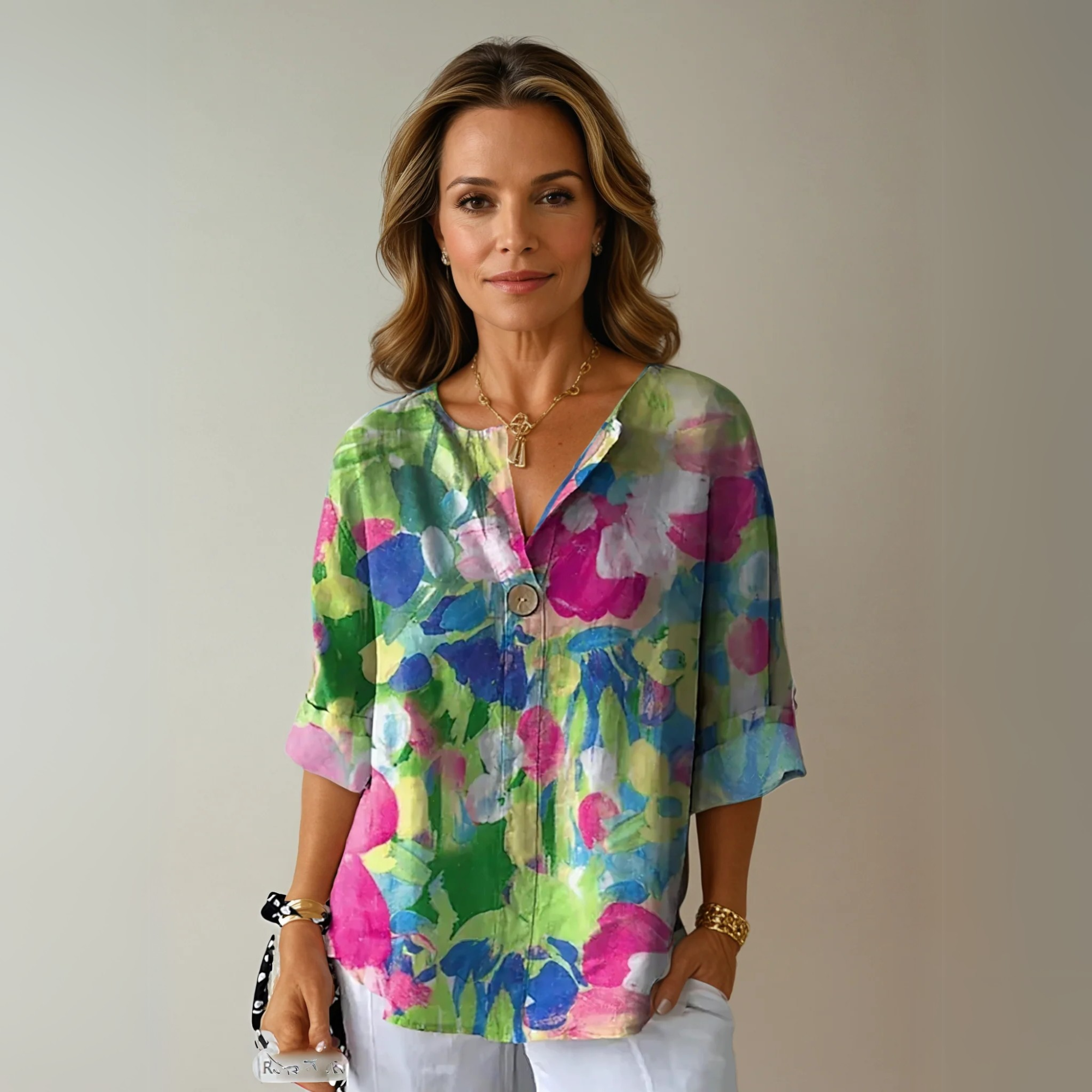 Blouse Femme Fleurie Col V