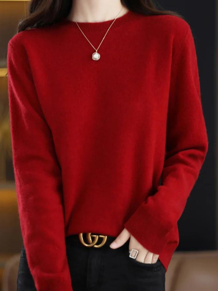 Casual Long-Sleeve Crew-Neck Pullover for Women