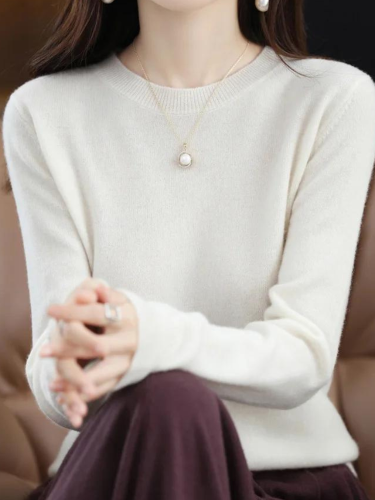 Casual Long-Sleeve Crew-Neck Pullover for Women