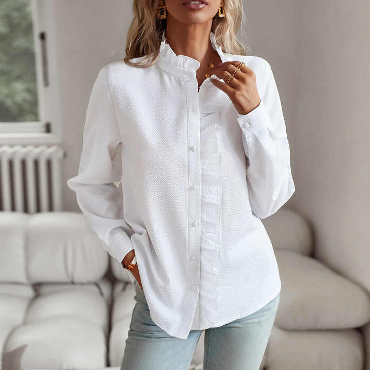 Blouse femme manches longues élégante avec volants
