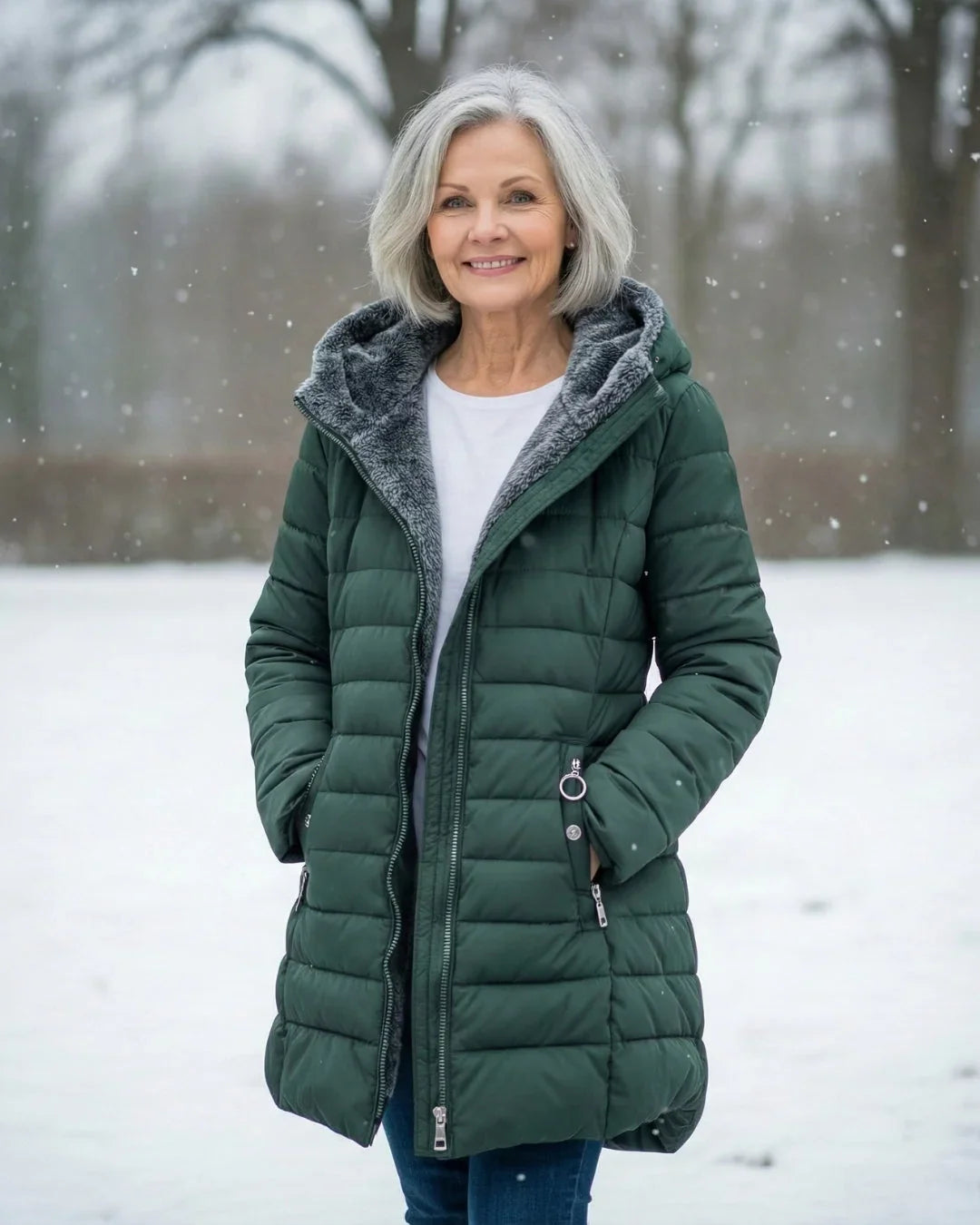 Doudoune Capuche Doublée Polaire Femme