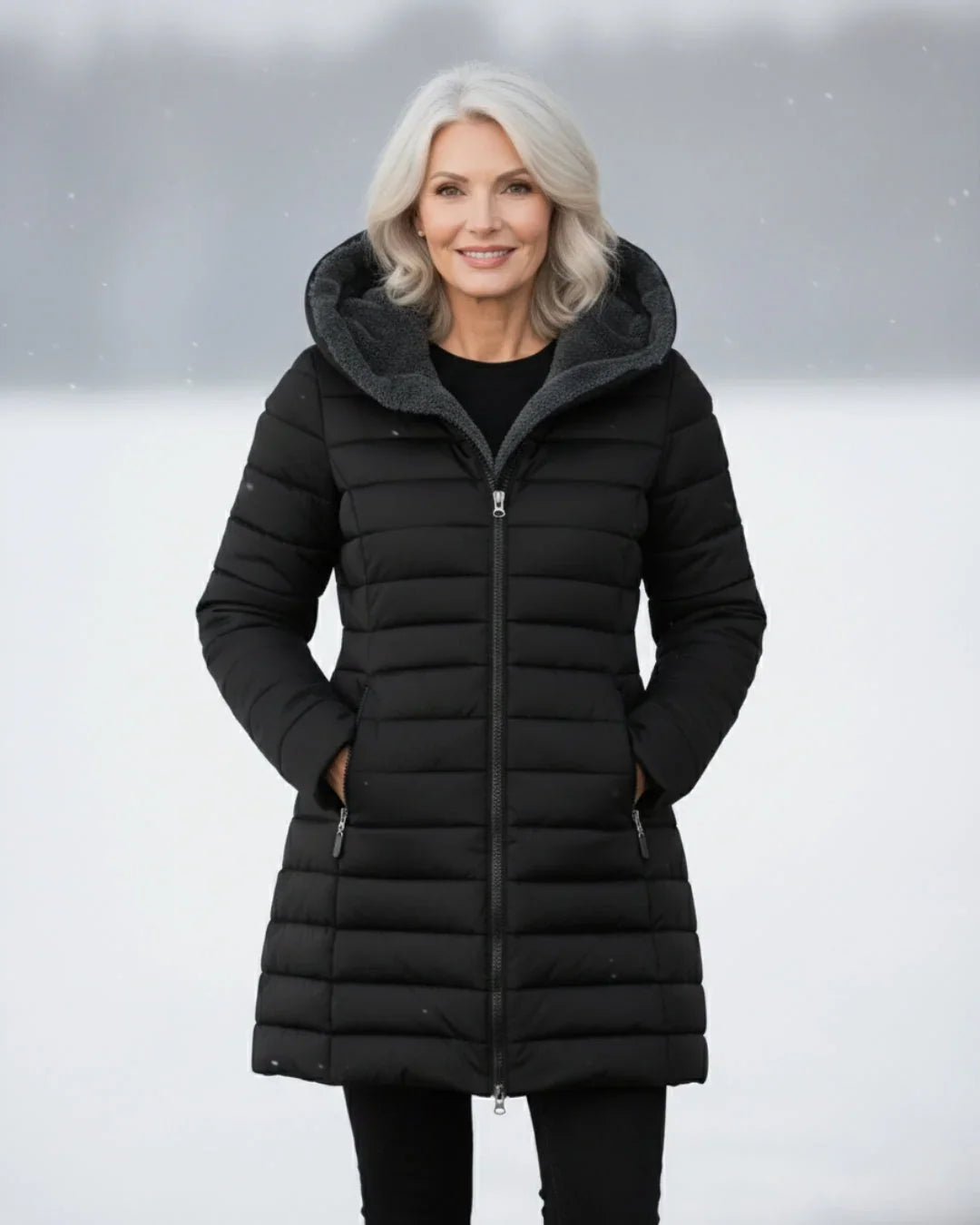 Doudoune Capuche Doublée Polaire Femme