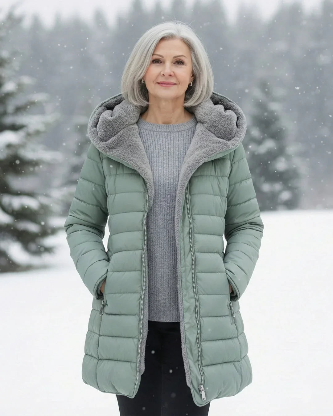 Doudoune Capuche Doublée Polaire Femme