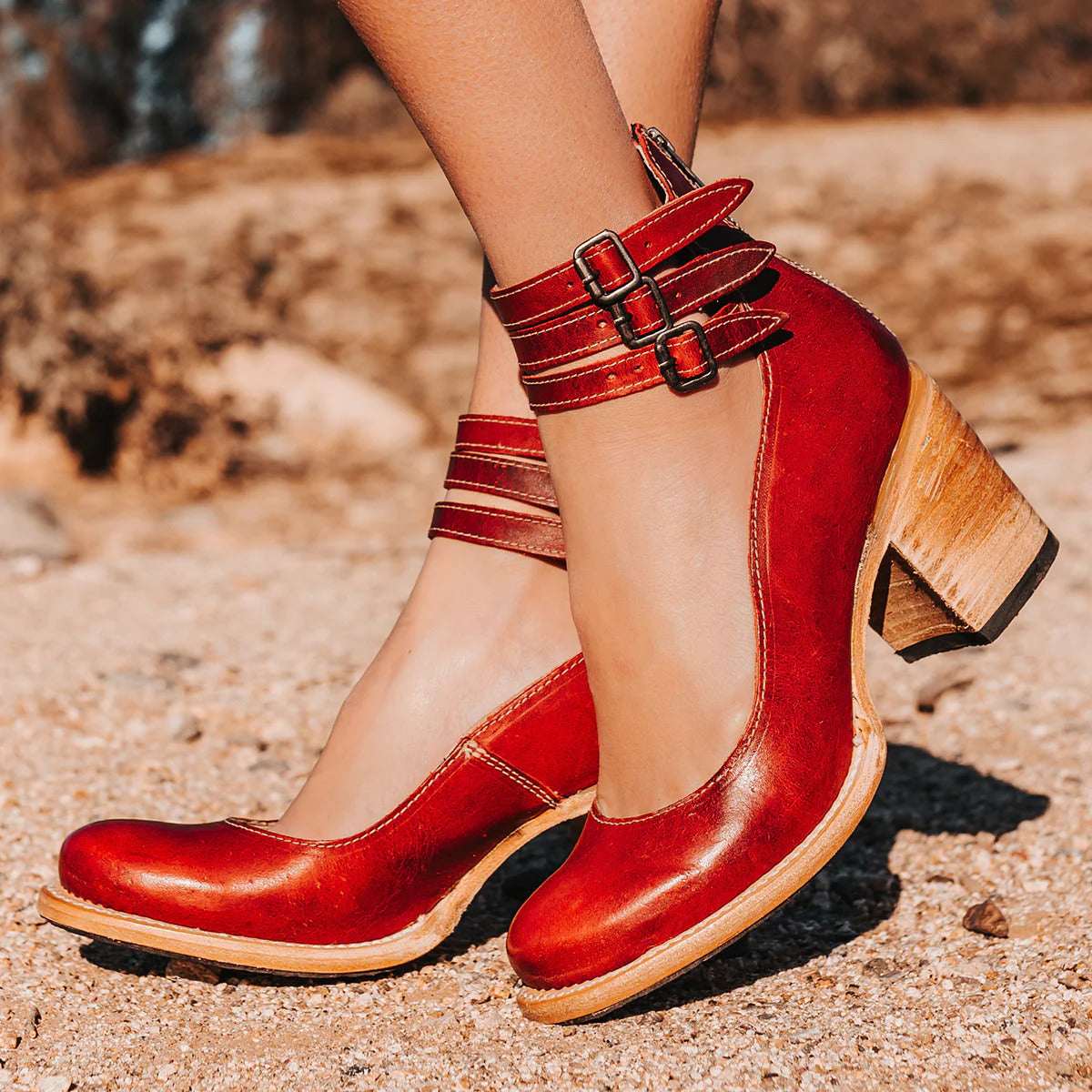 Chaussures en cuir à bride de cheville confortables